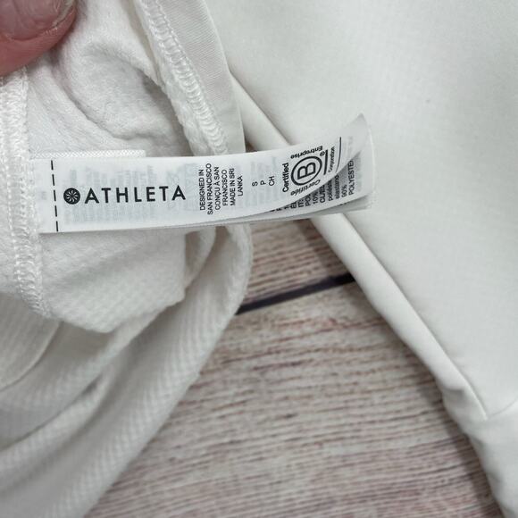 Athleta Whistler 1/4 Zip Pullover Sweatshirt Women's Size Small White Thumbhole - Picture 8 of 11